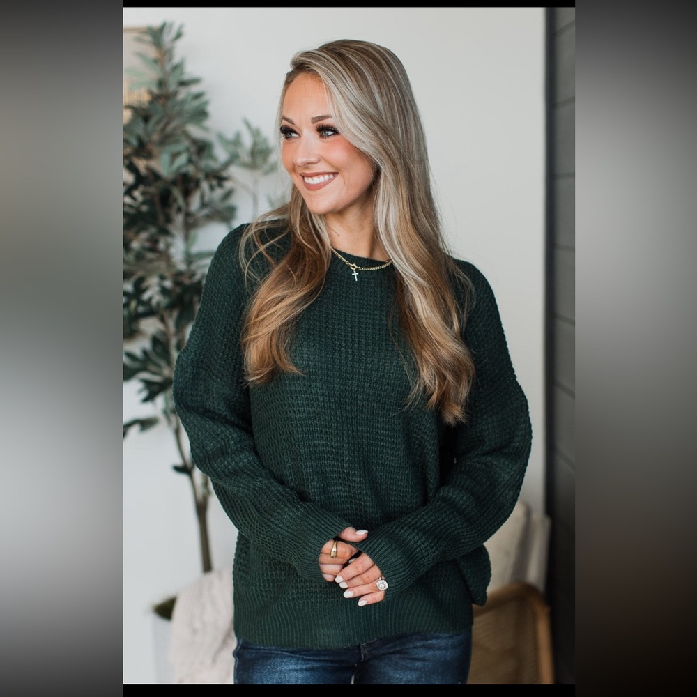 Pulse Boutique Captivating In Color Knit Sweater-Forest Green